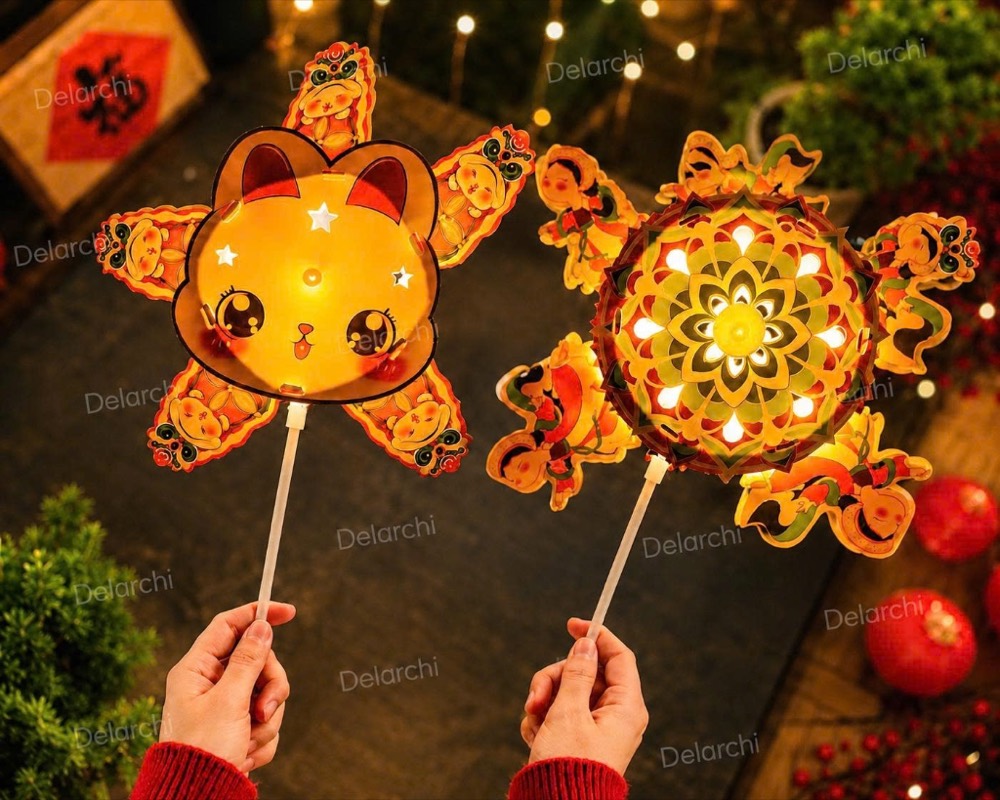 Lồng đèn cầm tay gỗ phát sáng LED